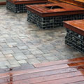Patio, deck and gabions